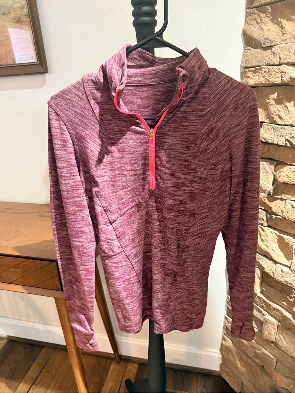 Lululemon Heathered Burgundy Half Zip Long Sleeve Running Athletic Top